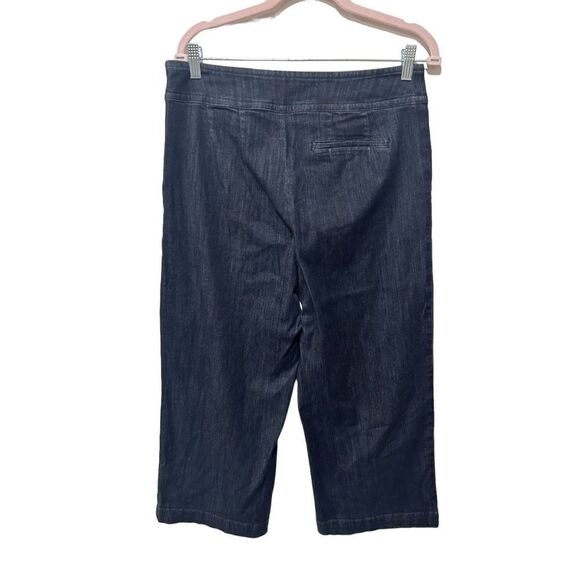 Nic+Zoe Flat Front Stretch Wide Leg Cropped Denim Pants Blue Dark Wash Size 12 - Picture 3 of 7